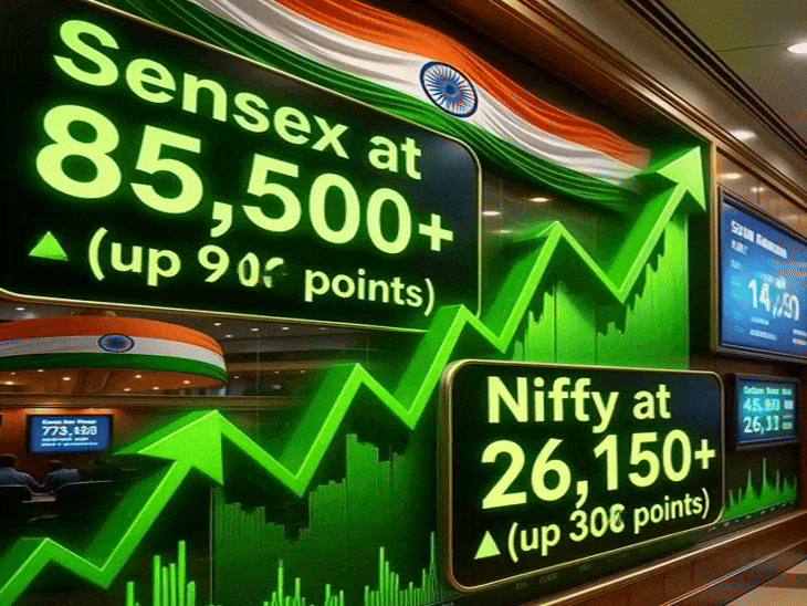 153 दिन बाद बाजार 1000 अंक से ज्यादा चढ़ा:सेंसेक्स 1.21% ऊपर 85,610 पर बंद; निवेशकों की वेल्थ 6 लाख करोड़ बढ़ी